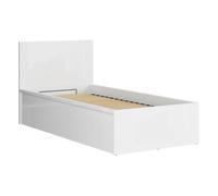 Lit coffre 90x200 avec sommier et rangement, coloris Blanc brillant - Longueur 204,5 x Profondeur 99 x Hauteur 95/40,5 cm