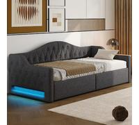 Lit coffre 90x200 cm Lit gigogne bois - Gris