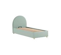 Lit coffre 90x200cm Tête de Lit Demi-Lune Tissu Bouclé Vert Olive - CONNIE -