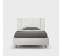 Letto contenitore imbottito 120x200 similpelle bianco Appia