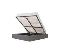 Lit Coffre Adulte 140x190 Cm - Tissu Gris Clair - Sommier Inclus