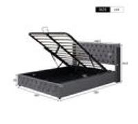 Lit coffre adulte 140x190cm - lit 2 personnes - chesterfield - gris - a lattes - sans matelas