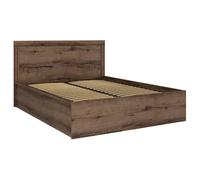 Lit coffre adulte 2 places 160x200 avec cadre sommier et rangement, coloris Chêne marron foncé - Longueur 206,5 x Profondeur 169,5 x Hauteur 41-105,5 cm