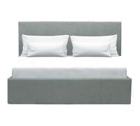 Lit coffre adulte MARTIN - Couchage 140x190 cm - Gris clair - Sommier à lattes - L 201 x P 146 x H 99 cm