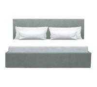 Lit coffre adulte MARTIN - Couchage 160x200 cm - Gris clair - Sommier à lattes - L 209 x P 166 x H 99 cm