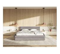 Lit coffre - ALEGRE - 160x200 cm - en velours déperlant gris clair
