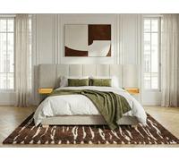 Lit coffre ALOE avec tête de lit capitonnée chevets et LED intégrées beige 180x200 BOBOCHIC 180x200 Beige