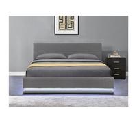 Lit coffre anastasia 151 x 203 x 90.5 cm en contreplaque cadre a lattes pour 2 personnes de couleur gris