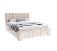 Lit Coffre Anton 120 x 200 cm avec sommier à lattes relevable Crème