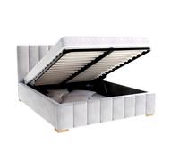 Lit Coffre Anton 120 x 200 cm avec sommier à lattes relevable Gris clair