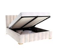 Lit Coffre Anton 140 x 190 cm avec sommier à lattes relevable Crème