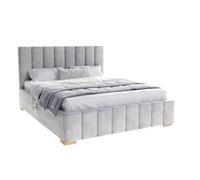 Lit Coffre Anton 140 x 190 cm avec sommier à lattes relevable Gris clair