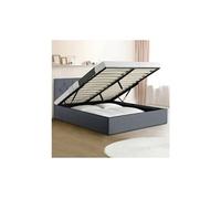 Lit coffre austin pvc gris avec sommier 140 x 190 cm
