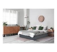 Lit coffre ava habitat et jardin 203 x 147 x 31 cm en pvc sommier a lattes pour 2 personnes de couleur gris Gris G