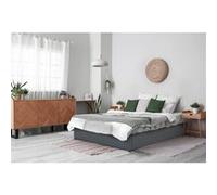 Lit coffre ava habitat et jardin 213 x 167 x 31 cm en pvc sommier a lattes pour 2 personnes de couleur gris Gris G