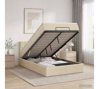 vidaXL Lit coffre réglable en tissu ottoman avec matelas et bandes LED