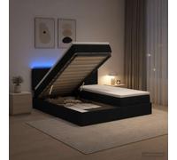 vidaXL Lit coffre avec matelas et LED Gris foncé 200 x 200 cm Tissu 3457260