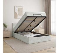 Lit coffre avec matelas et LED avec bandes LED Velours ottoman Cadre en vidaXL v