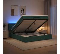 Lit coffre avec matelas et LED avec bandes LED Velours ottoman Cadre en vidaXL v