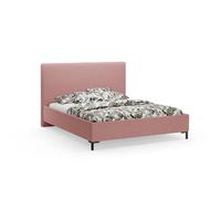 Lit coffre avec tête de lit "Polly" 160x200cm en bouclé rose