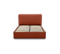 Lit coffre best mobilier 155 x 200 x 100 cm en tissu sommier a lattes pour 2 personnes de couleur rouge Terracotta G