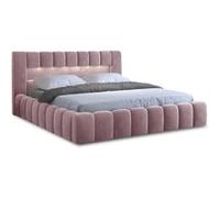 Best mobilier Lit coffre Cleo 140x200 cm velours avec LED sommier inclus Rose