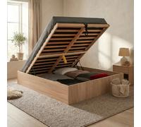 Lit coffre BILBAO 180x200 cm + sommier / Décor chêne blanchi