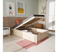 Lit coffre BILBAO 90x200 cm + sommier / Décor chêne blanchi