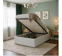 Lit Coffre BLISS 90x190 Rembourré en Tissu Gris, Lit Simple avec Sommier Coffre pour un Rangement Optimal