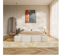 Lit coffre - BOWIA - 200x200 cm - en tissu peluche beige clair