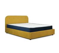 Lit coffre capitonné 160 x 200 cm en tissu jaune TARA