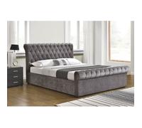 Lit Coffre Carla Capitonnée en Tissu Gris 90 X 190 CM