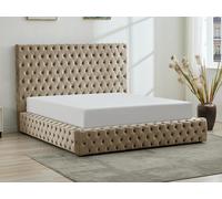 Lit coffre chesterfield 160 x 200 cm - Velours - Taupe - DULENI