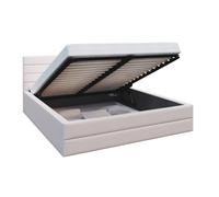 Lit coffre DALLAS 140 x 190 cm avec sommier à lattes relevable Beige