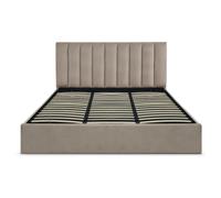 Lit Coffre Design Velours Songa 180x200cm Taupe