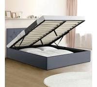 Lit Coffre Double Austin Avec Sommier 140 X 190 Cm Pvc Gris