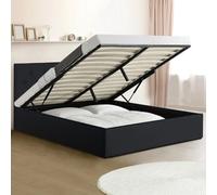 Lit coffre double AUSTIN avec sommier 140 x 190 CM PVC noir