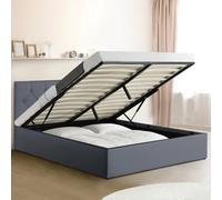 Lit coffre double AUSTIN avec sommier 160 x 200 CM PVC gris
