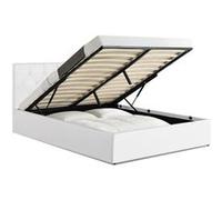Lit coffre double AUSTIN avec tête de lit et sommier 140 x 190 cm PVC blanc Blanc G