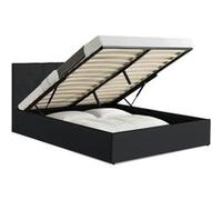 Lit coffre double AUSTIN avec tête de lit et sommier 160 x 200 cm PVC noir Noir G
