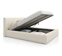 Lit coffre double JADE avec sommier 140 x 190 cm velours côtelé beige