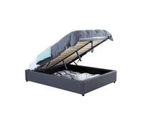 Lit coffre double MIAMI avec sommier 140 x 190 cm PVC gris