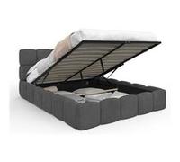 IDMarket - Lit Coffre Double Nuage avec tête de lit matelassée et sommier 140 x 190 cm Velours Gris