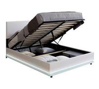 IDMarket – Lit coffre OWEN 140x190 cm 2 places PVC blanc avec sommier et LED intégrées