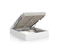 IDMarket - Lit Coffre Double SANDSIDE avec sommier 160 x 200 cm Blanc