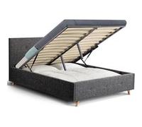 IDMarket - Lit coffre LULEA double scandinave 140 x 190 cm tête de lit tissu gris anthracite