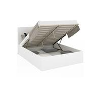 IDMARKET Lit coffre double SEASIDE avec tête de lit et sommier 140 x 190 cm blanc