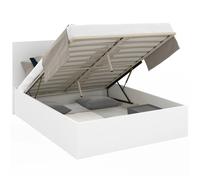 Lit coffre double SEASIDE avec tête de lit et sommier 140 x 190 cm blanc