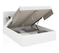 IDMarket - Lit coffre double SEASIDE - tête de lit et sommier 140 x 190 cm - Blanc