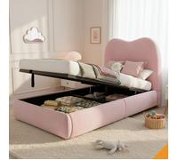 Lit coffre enfant 90x200 avec grand espace de stockage sous le matelas et ouverture facile par vérin hydraulique